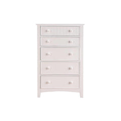 Contemporary White 1pc Chest of Drawers Plywood Pine Veneer Bedroom Furniture
