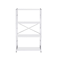 Avalon White & Chrome Finish Bookshelf