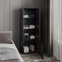 Home 3 Door Closet System with Hanging Rod for clothes and interior Shelves, Manufactured Wood Freestanding Bedroom Storage, Utility Room or Laundry Room Furniture, Black