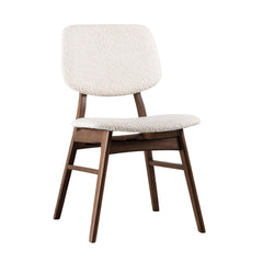 2pc Side Chair Angled Legs Padded Seat And Back Mid-Century Modern Walnut And Beige Finish Dining Room