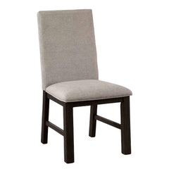 Transitional Style 2pc Side Chair Pleated Back Upholstered Seat Antique Black And Gray Finish Dining Room