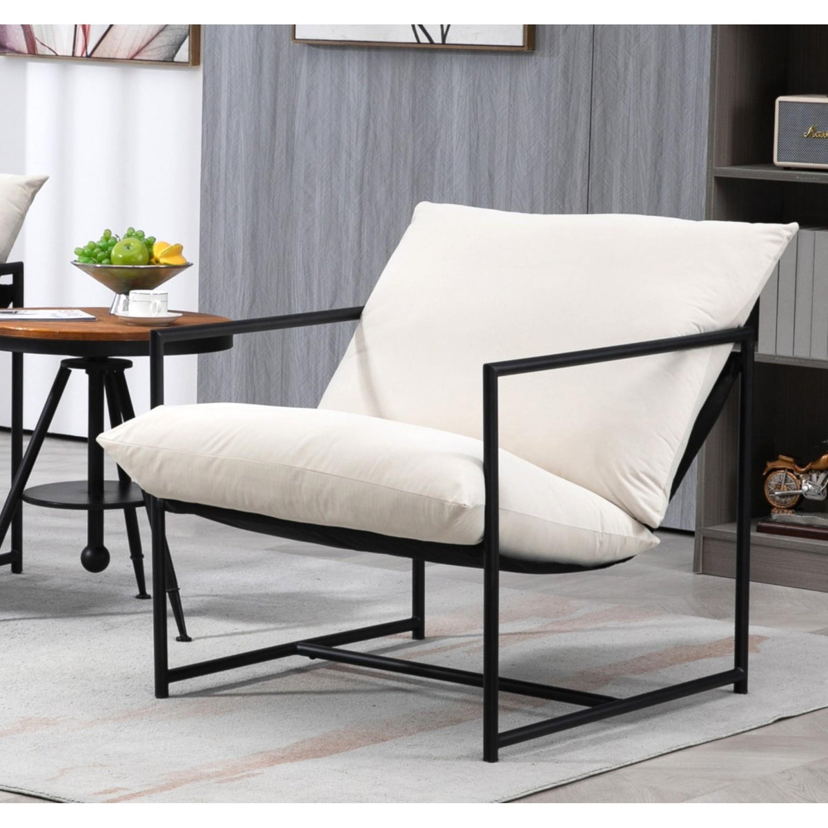 Quasar Modern Velvet Accent Chair, Metal Frame Contemporary Recliner with Deep Seating Cushion for Home Office