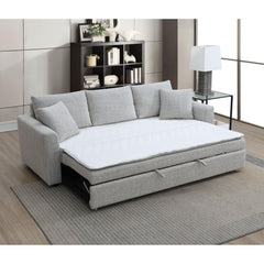 Zenith Beige Boucle Sleeper Sectional Sofa w/ 2 Toss Pillows