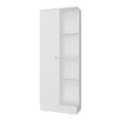 Tiara Multistorage Pantry with 4 Open Storage Shelves and a Single Door Cabinet for Hidden Storage, Multipurpose Organization Pantry for Kitchen, Linen or Laundry