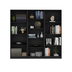 Camelot 3 Piece Home Bookcase set, 74" Wide with 13 Shelves , Living Room Set Set Black