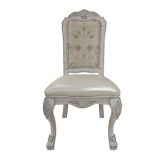 Chronos Synthetic Leather, Fabric & Bone White Finish Side Chair (Set of 2)
