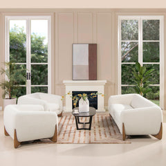 Vista 44" Sherpa Arm Chair, Ivory White Boucle