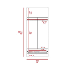 Mercury 180 Armoire, Two Shelves, Double Door, Metal Rod, One Drawer -White