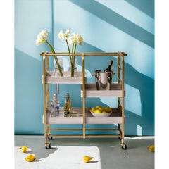 Agamemnon Gold & White Washed Finish Serving Cart
