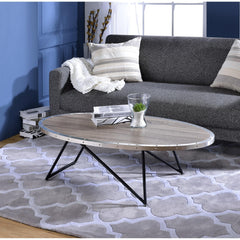 Galaxy Weathered Gray Oak & Metal Finish Coffee Table