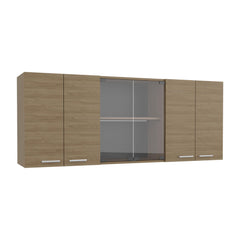 Archive 150 Wall Cabinet With Glass, Four Interior Shelves, Two Double Door Natural Oak