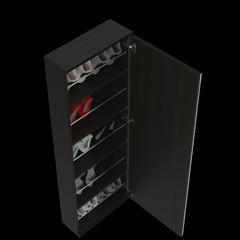 Clytemnestra Wall Mounted Shoe Rack With Mirror, Single Door, Capacity For Ten Shoes -Black