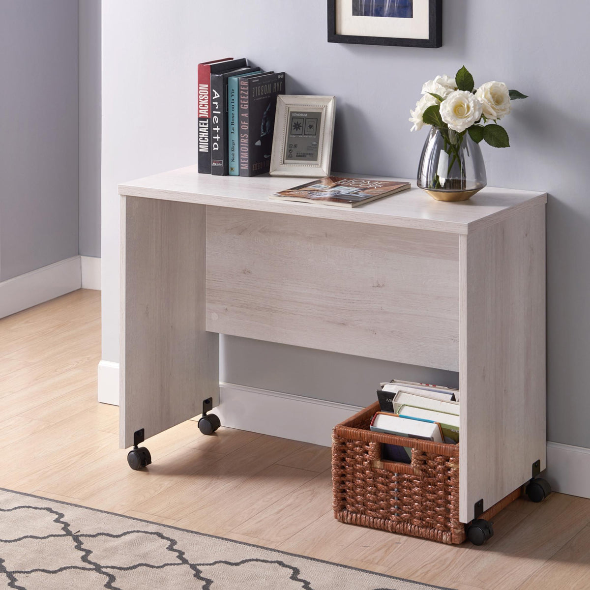 Camelot Century Mobile Desk, White Oak
