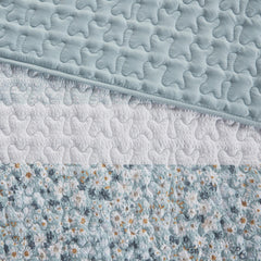 Harmony 4 Piece Seersucker Quilt Set with Throw Pillow