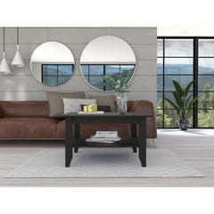 Halo Coffee Table, One Shelf, Four Legs -Black