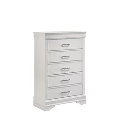 Modern 5 Drawers Chest made with Wood in White