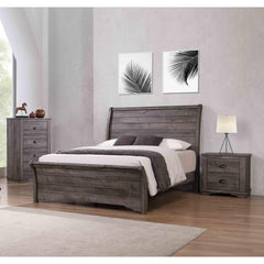 1pc Contemporary Four Drawers Chest Bed Side Cabinet Wooden Furniture Rustic Gray Color