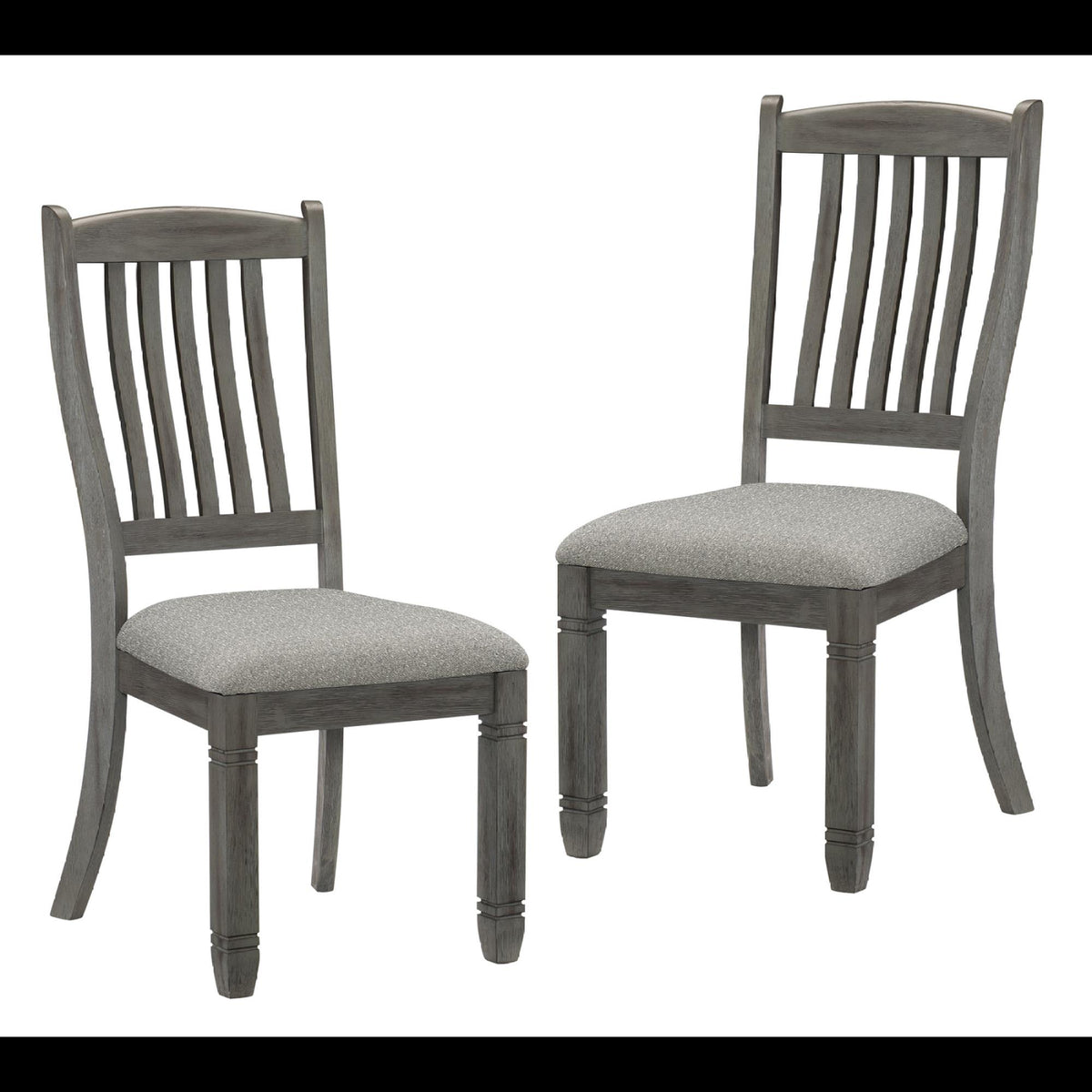 Eternity Dining Height Side Chairs 2pc Antique Gray Wood Frame Fabric Upholstery