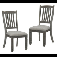 Eternity Dining Height Side Chairs 2pc Antique Gray Wood Frame Fabric Upholstery