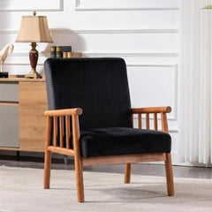 25'' Wide Classic Mid-Century Modern Arm Chair, Black