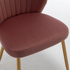 Modern Velvet Armless Accent Chair, Channel Tufted Dining Chair with Gold Metal Legs, Upholstered Side Chair for Living Room Bedroom Small Spaces