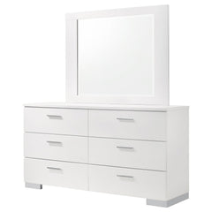 Poem White High Gloss 6-drawer Dresser with Mirror