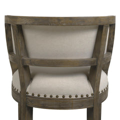 Venus 26.5" Farmhouse Counter Height Bar Stool with Backrest, Light Beige Linen