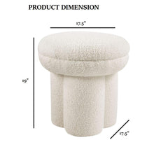 Contemporary Style Beige Finish Round Top Accent Chair Pedestal Base Mushroom Design Stool Primary Living Room