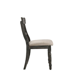 Poem Light Brown Linen Weathered Gray Finish Side Chair (Set of 2)