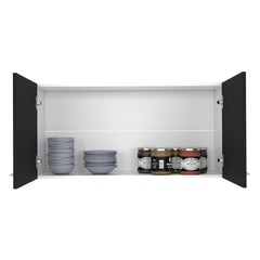 Pulsar Wall Cabinet, Two Shelves, Double Door -Black