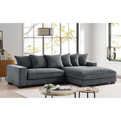 Odysseus Oversized Two-Piece Right Facing Sectional Couches for Living Room, 102.4-Inch L Shaped Sofa with Chaise, Upholstered with Corduroy Fabric, Dark Grey