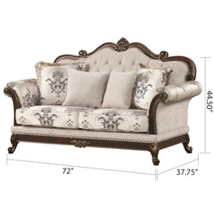 Polyxena Traditional Style button tufted Loveseat Ivory