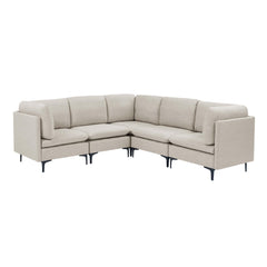Linen Upholstered Modular Sectional with Metal Legs