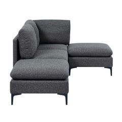 Linen Upholstered Modular Sectional with Metal Legs