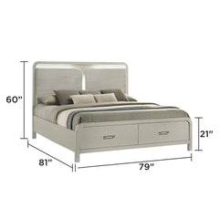 Lyric Contemporary King Bed Modern Storage Bed with Ball Bearing Glide Drawers in Beige