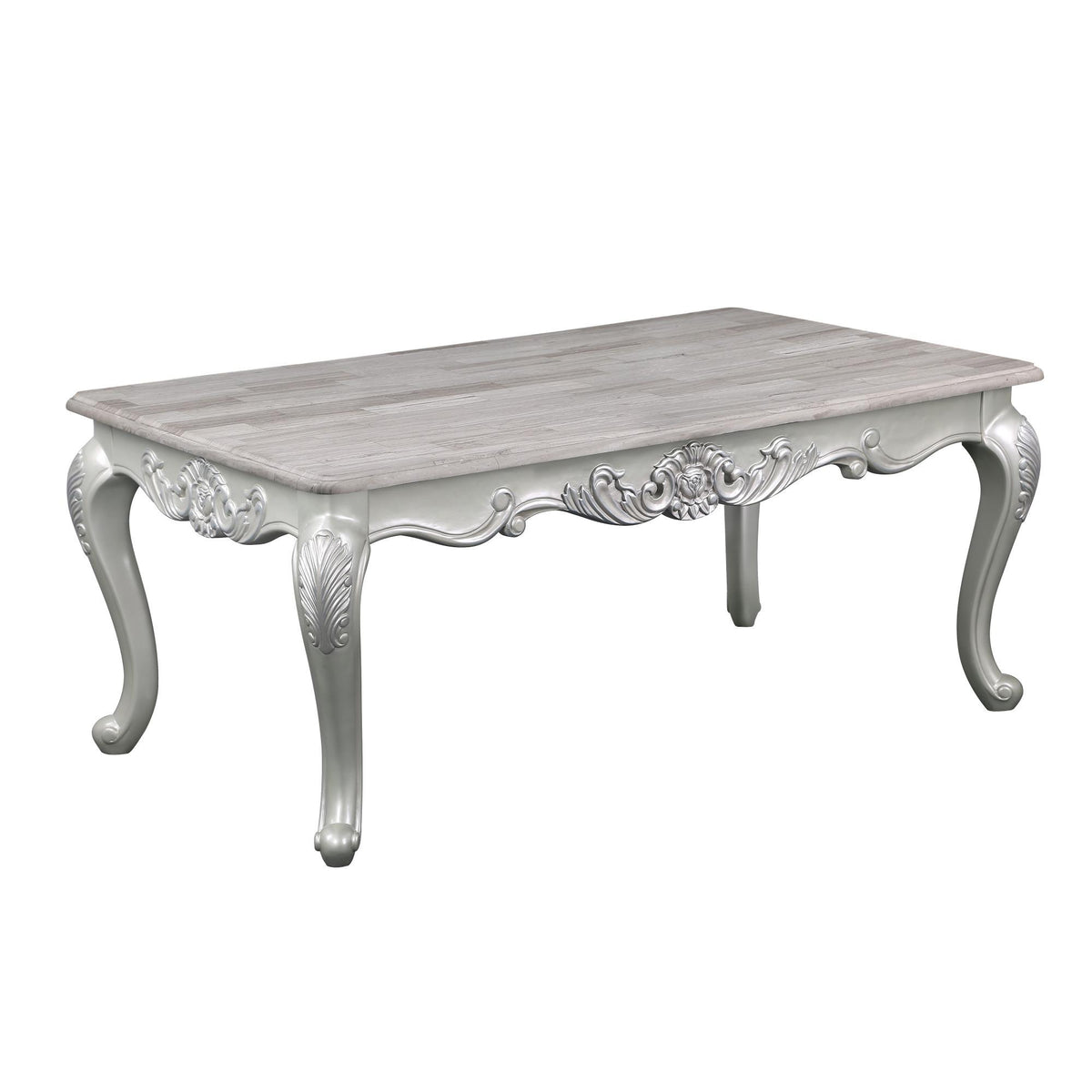 Olympus Traditional Style Coffee Table Made with wood in Silver Finish