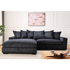 Odysseus Oversized Two-Piece Left Facing Sectional Couches for Living Room, 102.4-Inch L Shaped Sofa with Chaise, Upholstered with Corduroy Fabric, Black