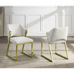 Avalon Teddy Sherpa & Mirrored Gold Finish Side Chair (Set of 2)