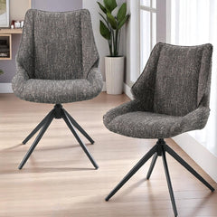 Orion Brown Gray Chenille Side Chair w/Swivel (Set of 2)