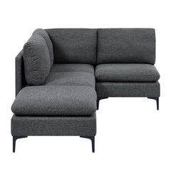 Linen Upholstered Modular Sectional with Metal Legs