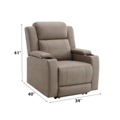 Camelot Camel Leather Aire Power Motion Recliner w/Cup Holder