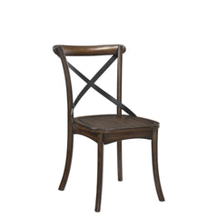 Vertex Dark Oak & Black Metal Finish Side Chair (Set of 2)