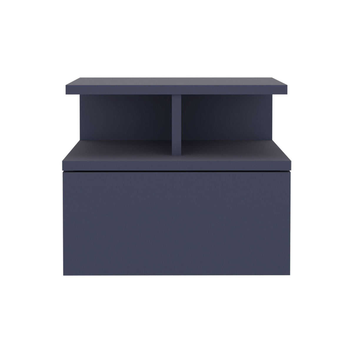 Cosmos Floating Nightstand, With One Drawer And Two Small Below Shelves For Storage or Decor, Navy Blue