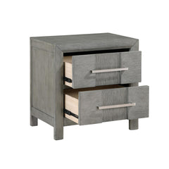 Modern Style 2-Drawer Night stand with Silver Coated metal Handles made with wood in Gray Color