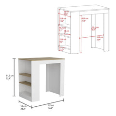 Agamemnon Kitchen Island with 3-Side Shelves