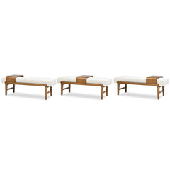 Crest 52" Modern Telephone Bench with Sliding Shelf, Ivory White Boucle