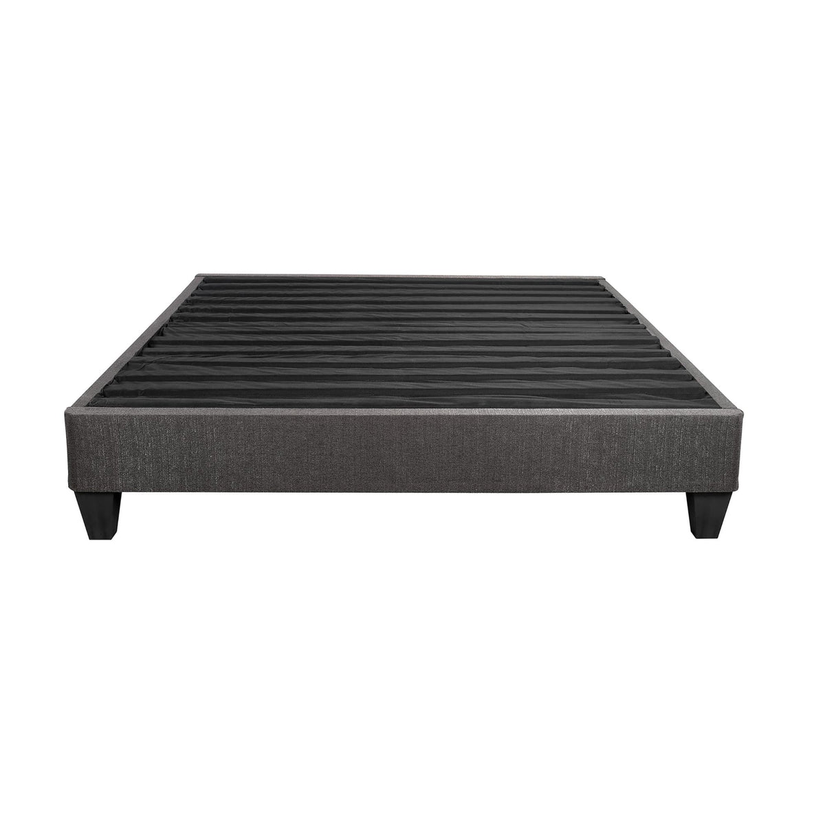 Queen Size Platform Bed Base, Upholstered Mattress Foundation Bed Frame, Dark Grey