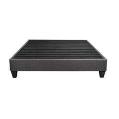 Queen Size Platform Bed Base, Upholstered Mattress Foundation Bed Frame, Dark Grey