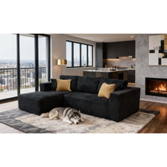 Full Compressed Corduroy Upholstered Sectional - No Assembly Needed