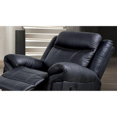 Transitional Style Glider Recliner Contrast Welt Black Finish Faux Leather Material Primary Living Room